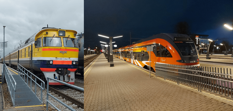 A sinistra: Il treno da Tallinn a Valga. A destra: il treno da Valga a Riga. 